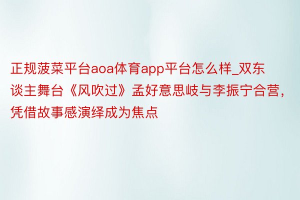 正规菠菜平台aoa体育app平台怎么样_双东谈主舞台《风吹过》孟好意思岐与李振宁合营，凭借故事感演绎成为焦点